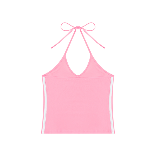 Women's Color Block Halter Crop Tank Top