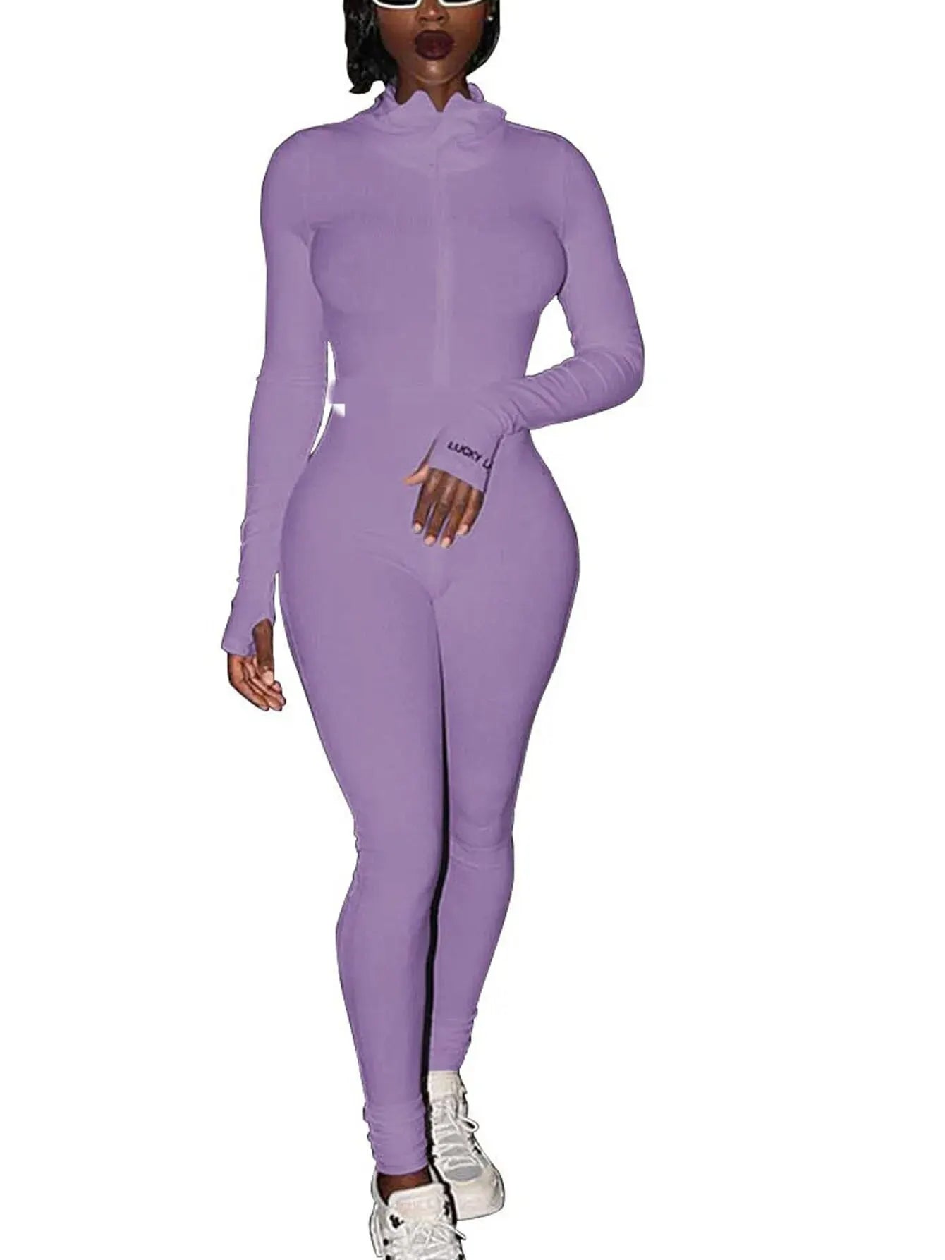 Streetwear White Knitted Sexy Bodycon Lucky Label Jumpsuit Women Overall 2024 Long Sleeve Skinny Rompers Womens Jumpsuit Female