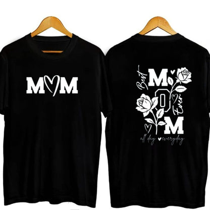 "MOM All Day Every Day" T-Shirt – Vintage Washed Motherhood Graphic Tee, Retro Aesthetic Streetwear Mom Life Top