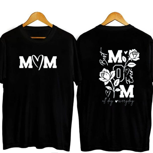 "MOM All Day Every Day" T-Shirt – Vintage Washed Motherhood Graphic Tee, Retro Aesthetic Streetwear Mom Life Top