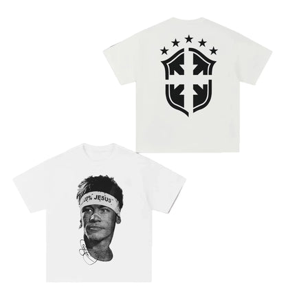 Neymar American Football Star Print 100%Cotton Short-sleeved T-shirt Men Women Clothing Athleisure Print Fashion Oversize Tee
