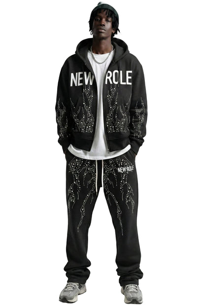 PANTHEON French Terry Long Sleeve Crop Top Full Zip Hoodie
