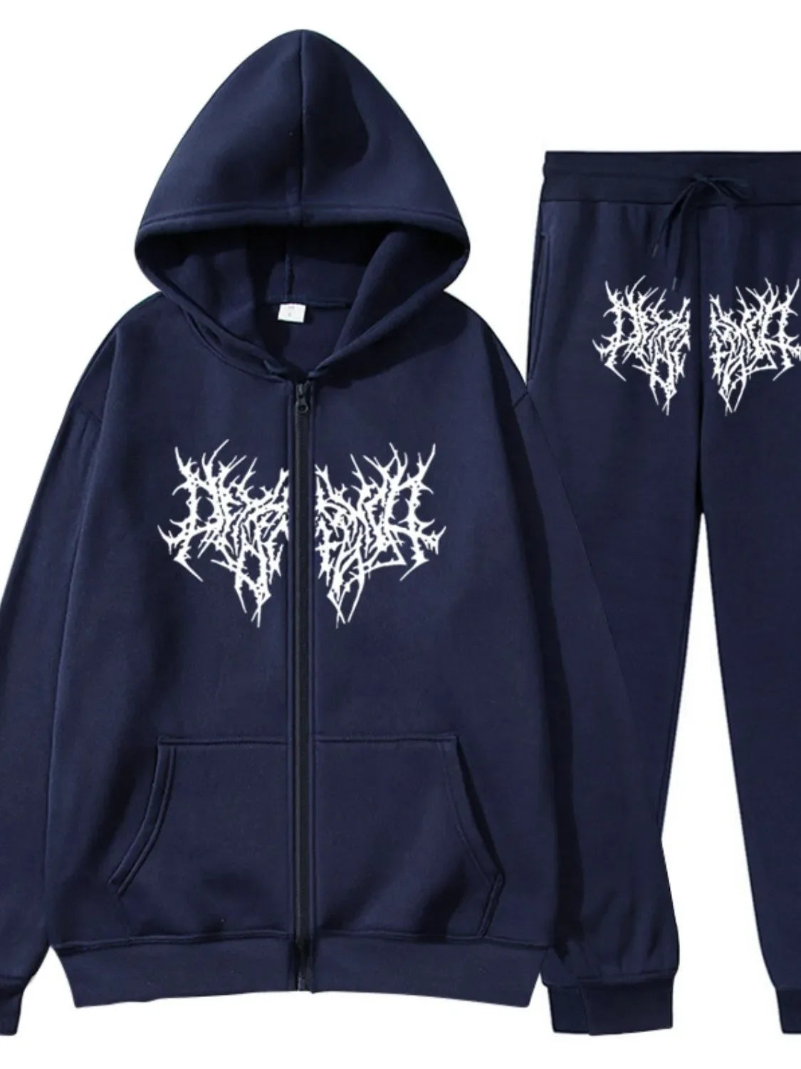 Men's Full Size Zip Up Long Sleeve Hoodie and Pants Set Plus Size