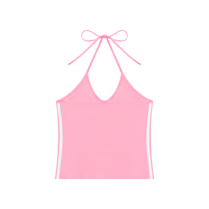 Women's Color Block Halter Crop Tank Top