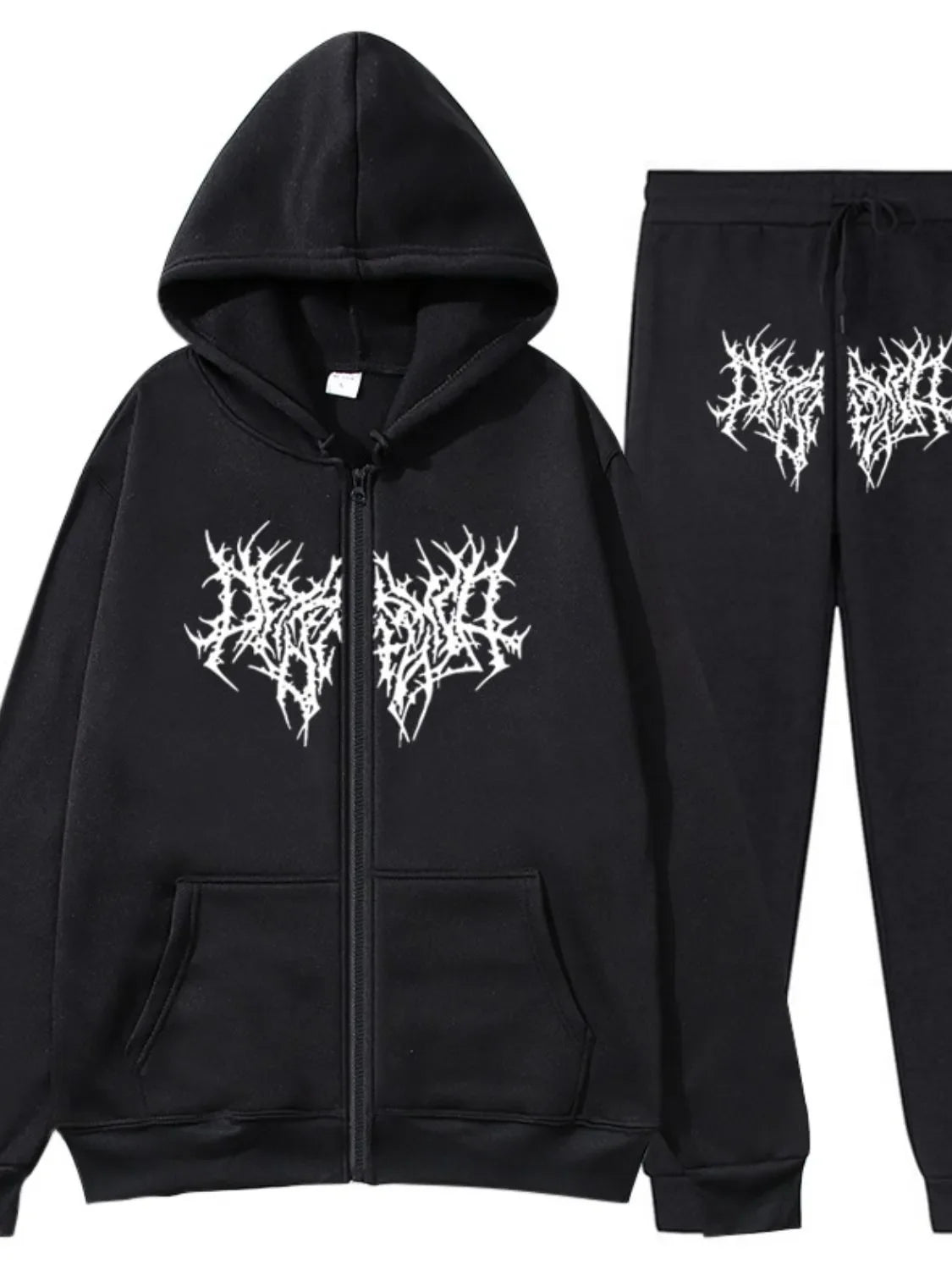 Men's Full Size Zip Up Long Sleeve Hoodie and Pants Set Plus Size