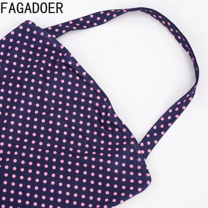 FAGADOER Sexy Polka Dot Halter Romper Fashion Print Backless Bodycon Jumpsuits Women Summer Streetwear Party Club Playsuits New