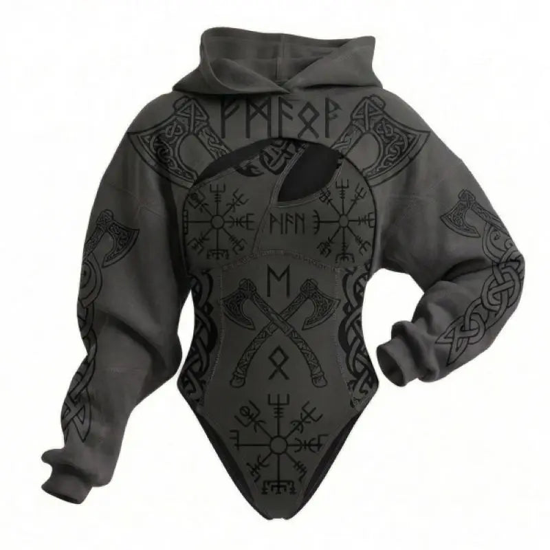 Viking Print Women's Hooded Jumpsuit Two-Piece Set Casual Daily Wear Loungewear for Home Relax Outdoor Stroll Shopping Street