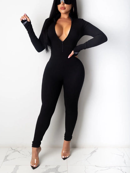 Streetwear White Knitted Sexy Bodycon Lucky Label Jumpsuit Women Overall 2024 Long Sleeve Skinny Rompers Womens Jumpsuit Female