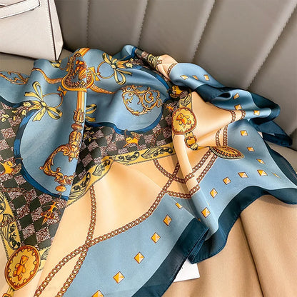 70cm Chain Pattern Scarf Universal Imitation Silk High-end Square Scarf Clothing Accessories Kerchief Shawl Protection Headscarf
