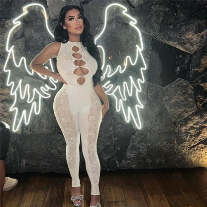 Fashion Sports Fitness Casual Activity Streetwear Transparent Women Rompers Short Sleeve Solid Skinny Bodycon Jumpsuits Overalls