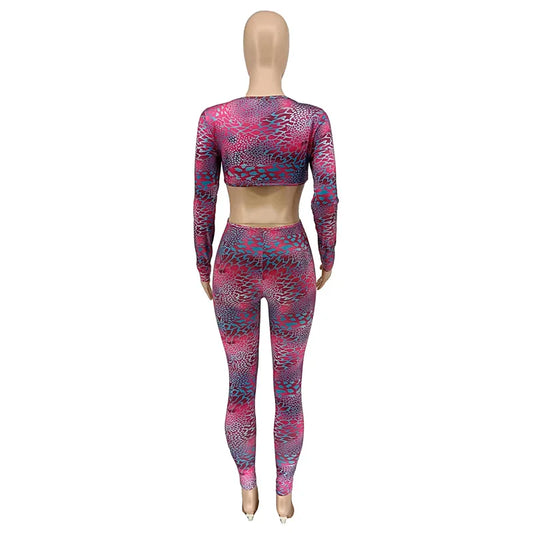Sexy Hollow Out Rompers Womens Jumpsuit Long Sleeve Snakeskin Printed Club Wear Skinny Slim Party Jumpsuits Bodycon Overalls