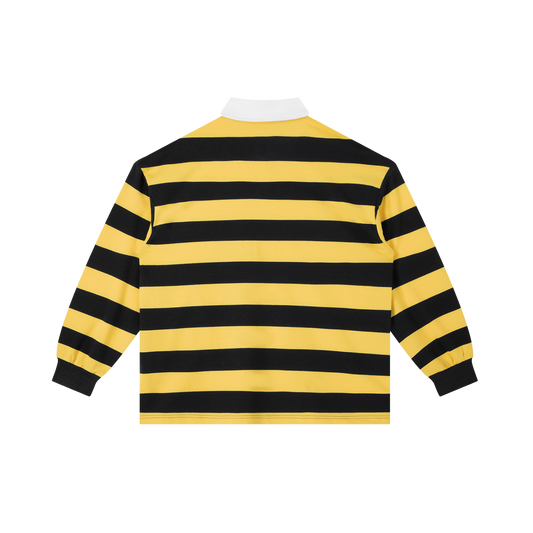 404ASTERISKS Collared Color Block Stripe Polo Shirt Streetwear
