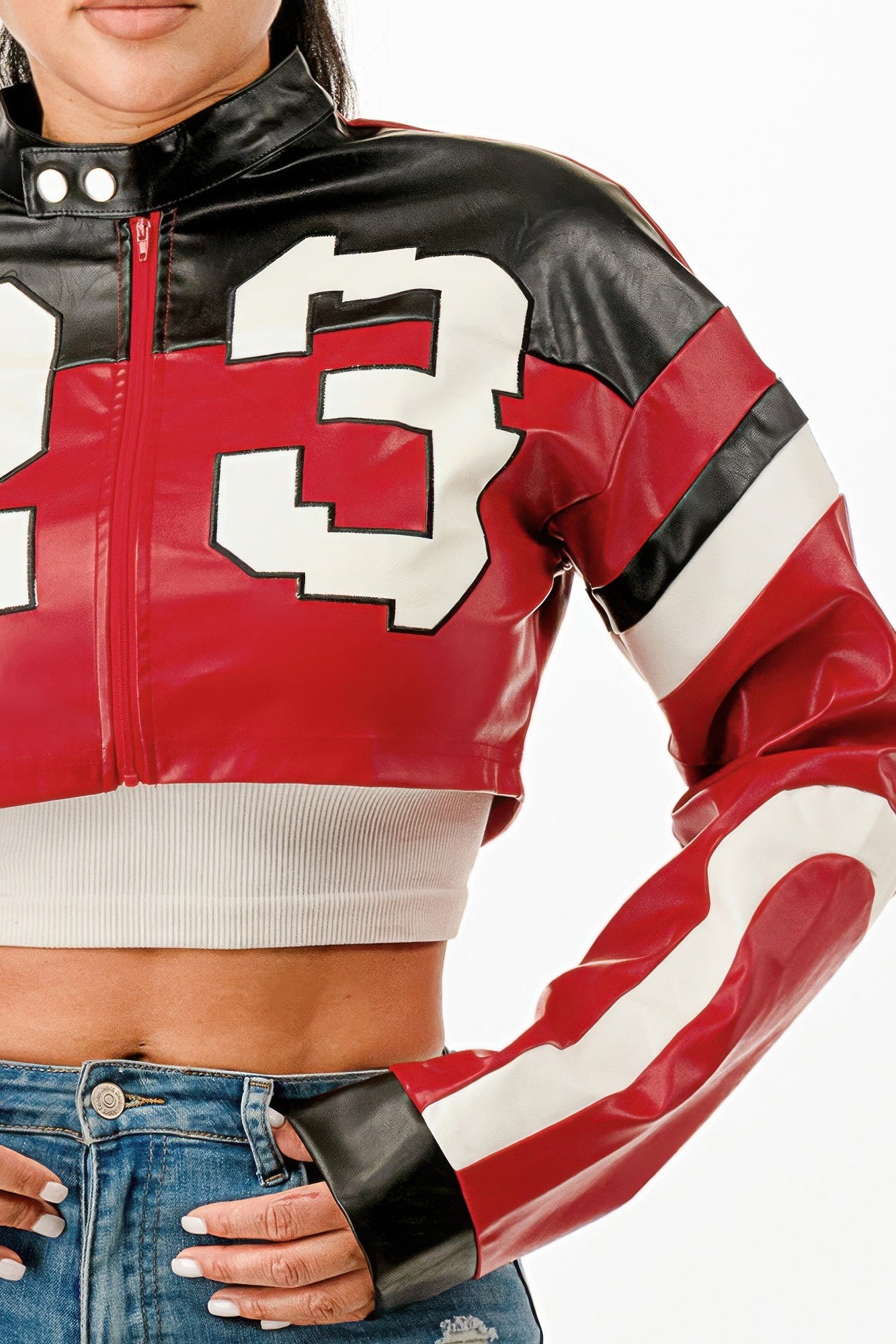 **Women's Cropped Moto Jacket – Trendy Zip-Up Biker Jacket for Casual Streetwear**