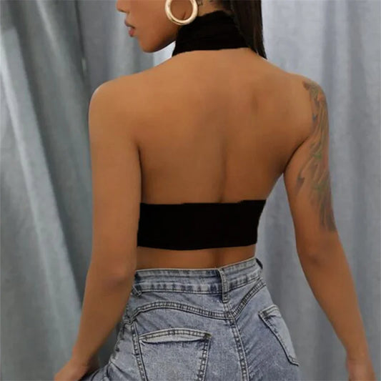 y2k Halter Top Women Summer Clothes Solid Color Sleeveless Backless Vest T Shirt 2000s Aesthetic Clothing Streetwear