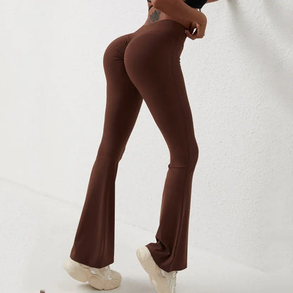 DIAS FIT JOY Peach flared pants for women's yoga high waisted and hip lifting tight pants wide leg fitness pants quick drying
