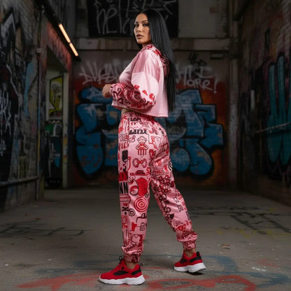 Pink Graffiti scribbles Women's Quick Dry Sweatpants(L65) CREATED BY DESIGNS BY KIEKIE