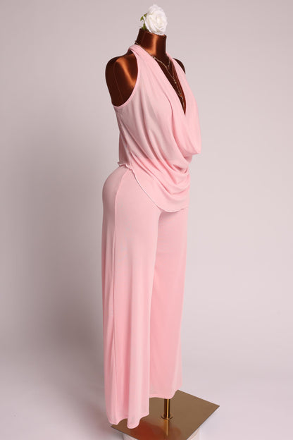 Deep cowl neck sleeveless top & pants set