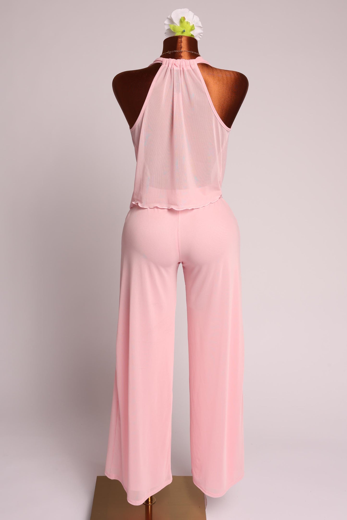 Deep cowl neck sleeveless top & pants set