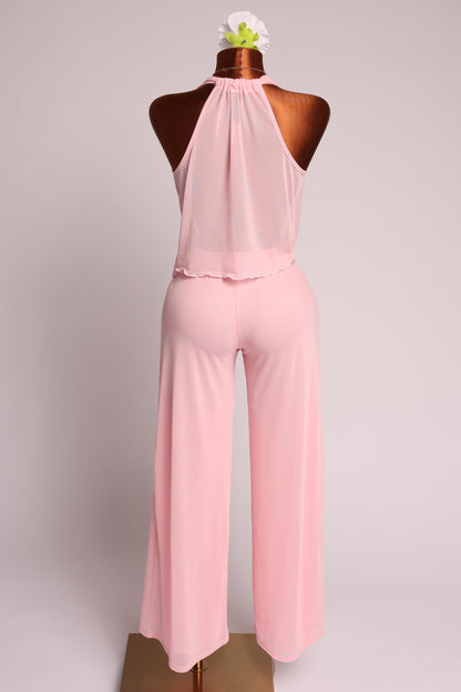 Deep cowl neck sleeveless top & pants set