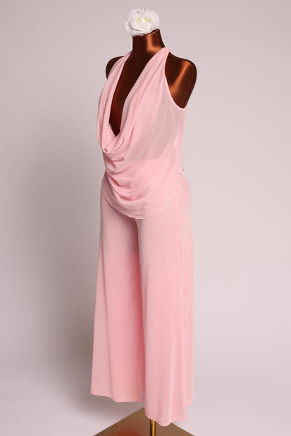 Deep cowl neck sleeveless top & pants set