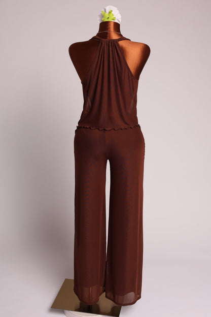 Deep cowl neck sleeveless top & pants set