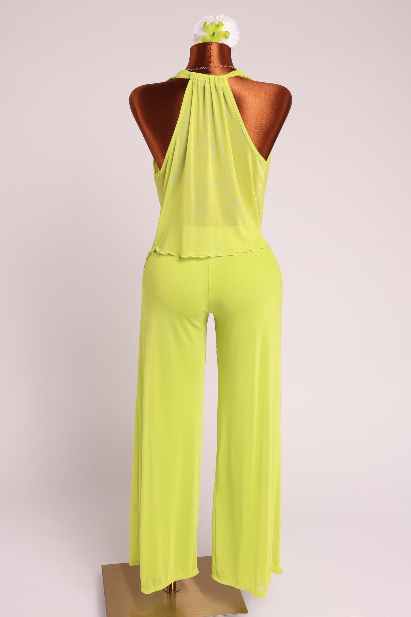 Deep cowl neck sleeveless top & pants set