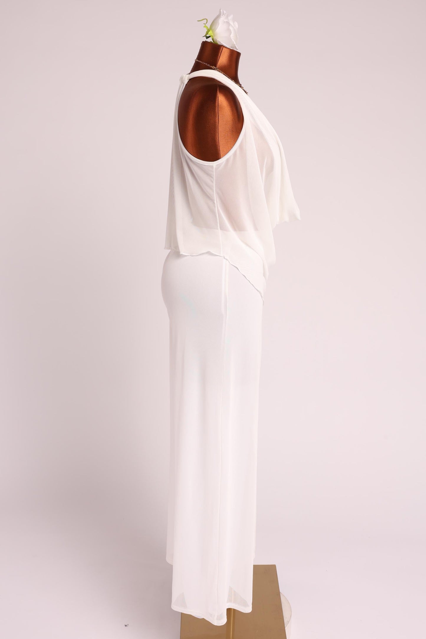 Deep cowl neck sleeveless top & pants set