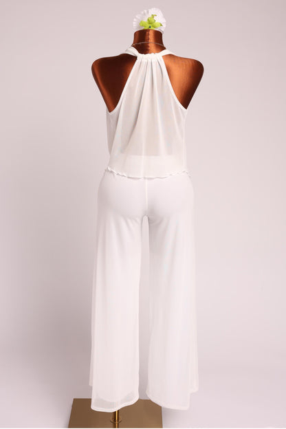 Deep cowl neck sleeveless top & pants set
