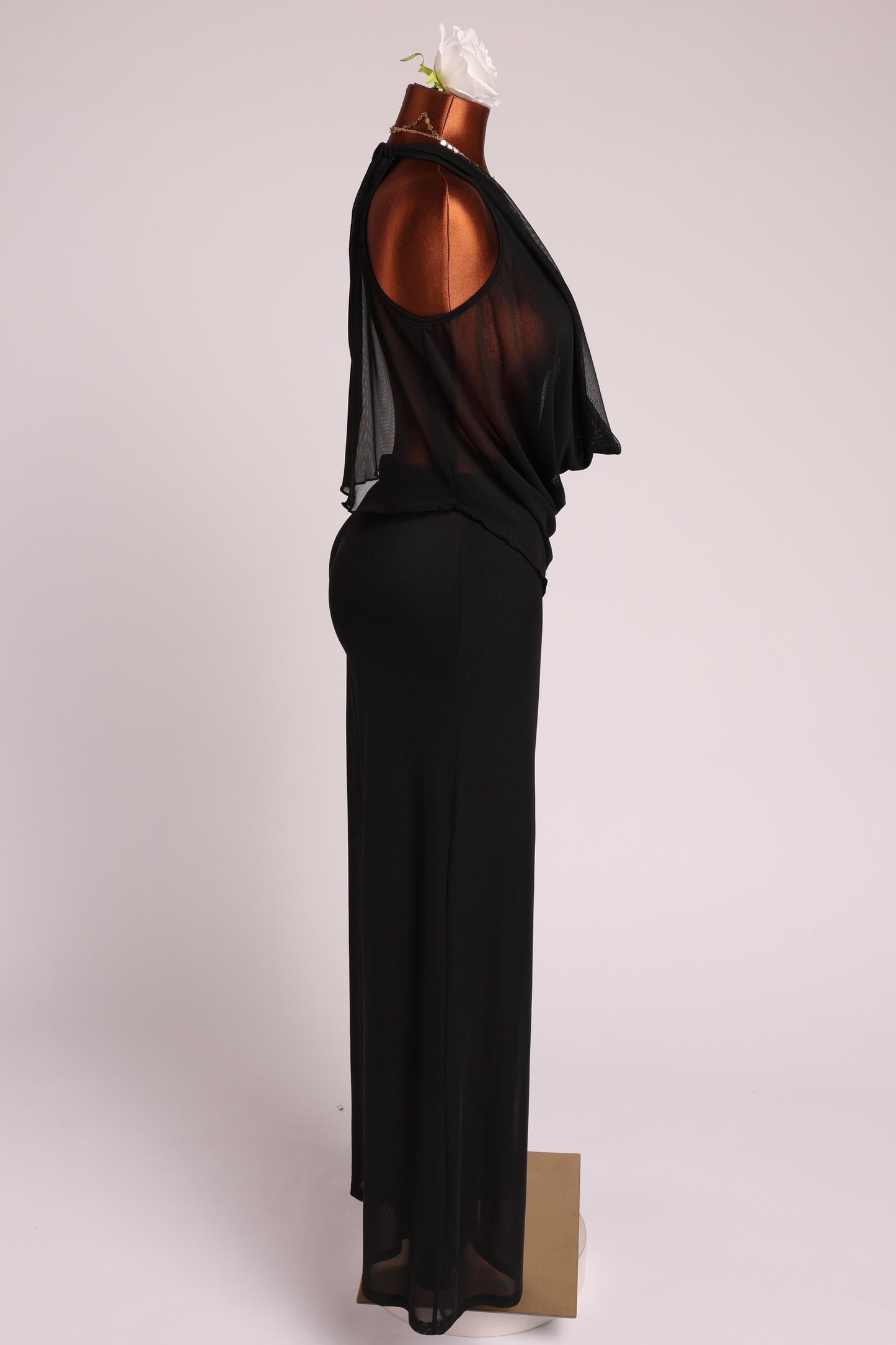 Deep cowl neck sleeveless top & pants set