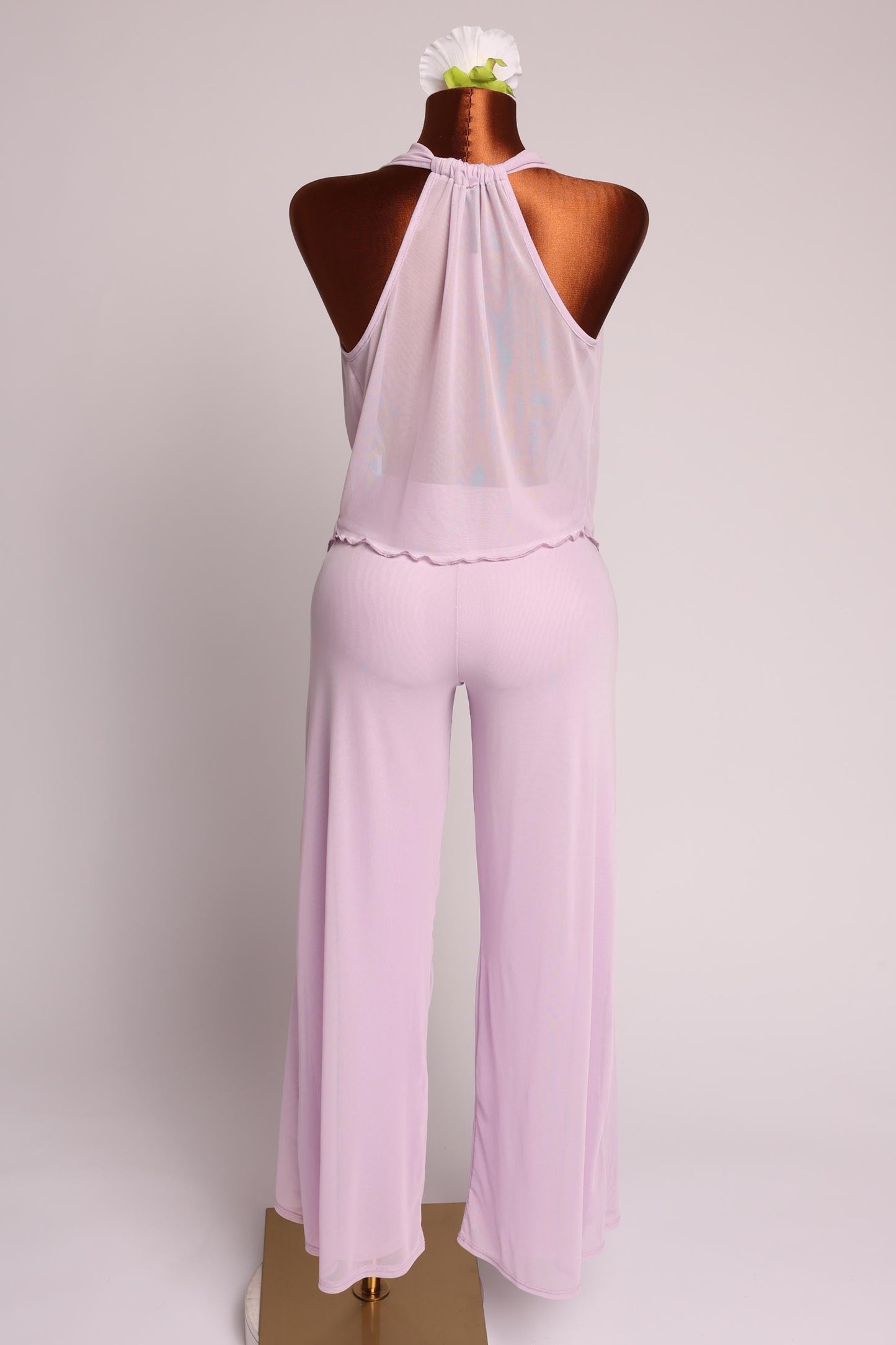 Deep cowl neck sleeveless top & pants set