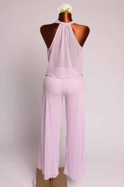 Deep cowl neck sleeveless top & pants set