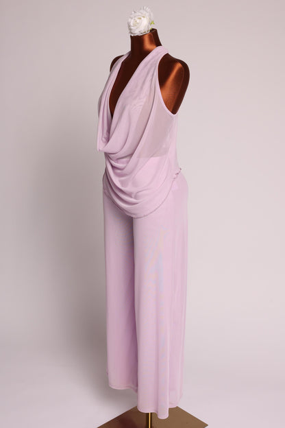 Deep cowl neck sleeveless top & pants set
