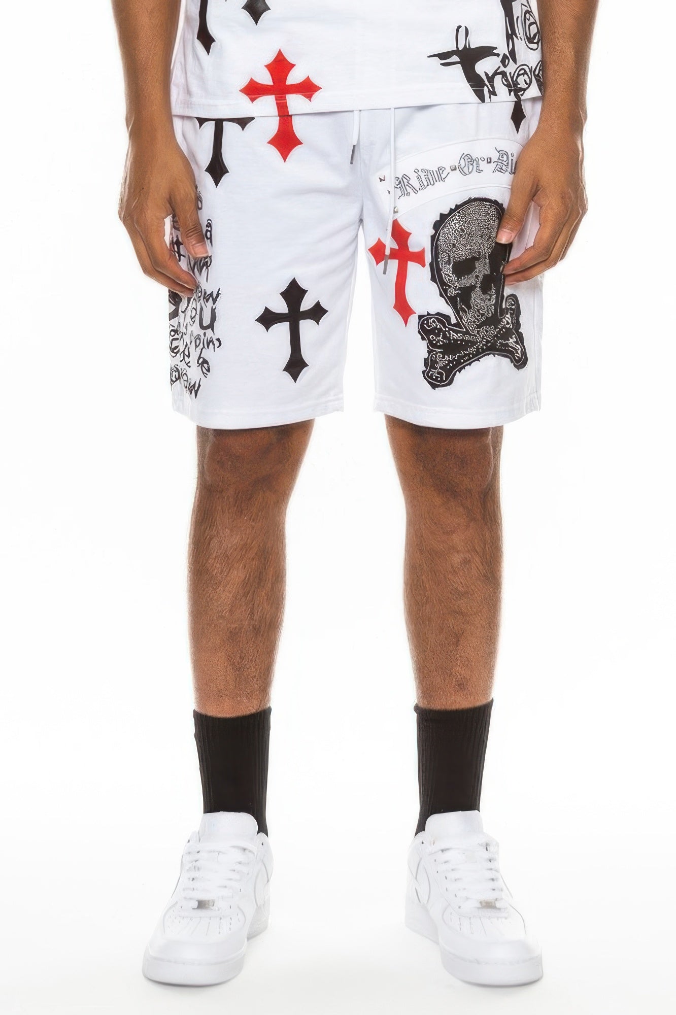 Mens Chrome Cross Skull Shorts