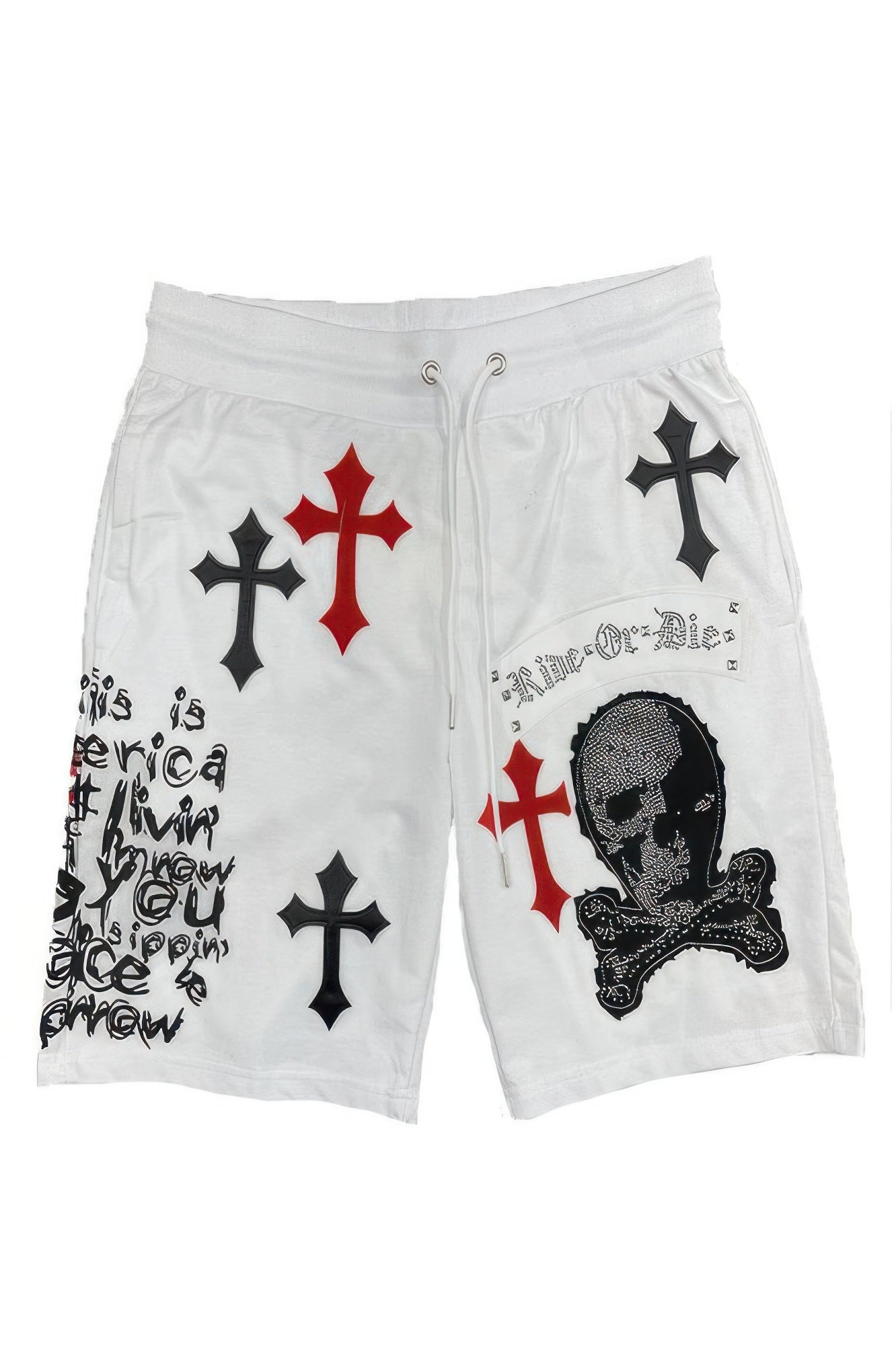Mens Chrome Cross Skull Shorts