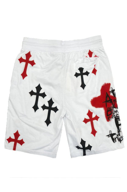 Mens Chrome Cross Skull Shorts