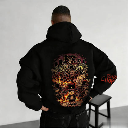 One Piece Chopper Graphic Pullover Hoodie Men Women New Autumn Winter Streetwear Oversized Casual Anime Print Hooded Sweatshirt
