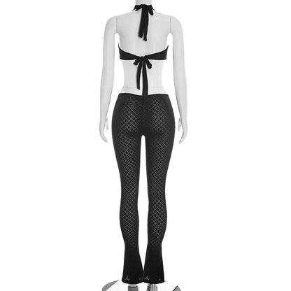 Sexy Jumpsuit Mesh See Through Hollow Out Backless Halterneck Rompers Summer 2026 Women Clothes Streetwear Skinny Jumpsuits
