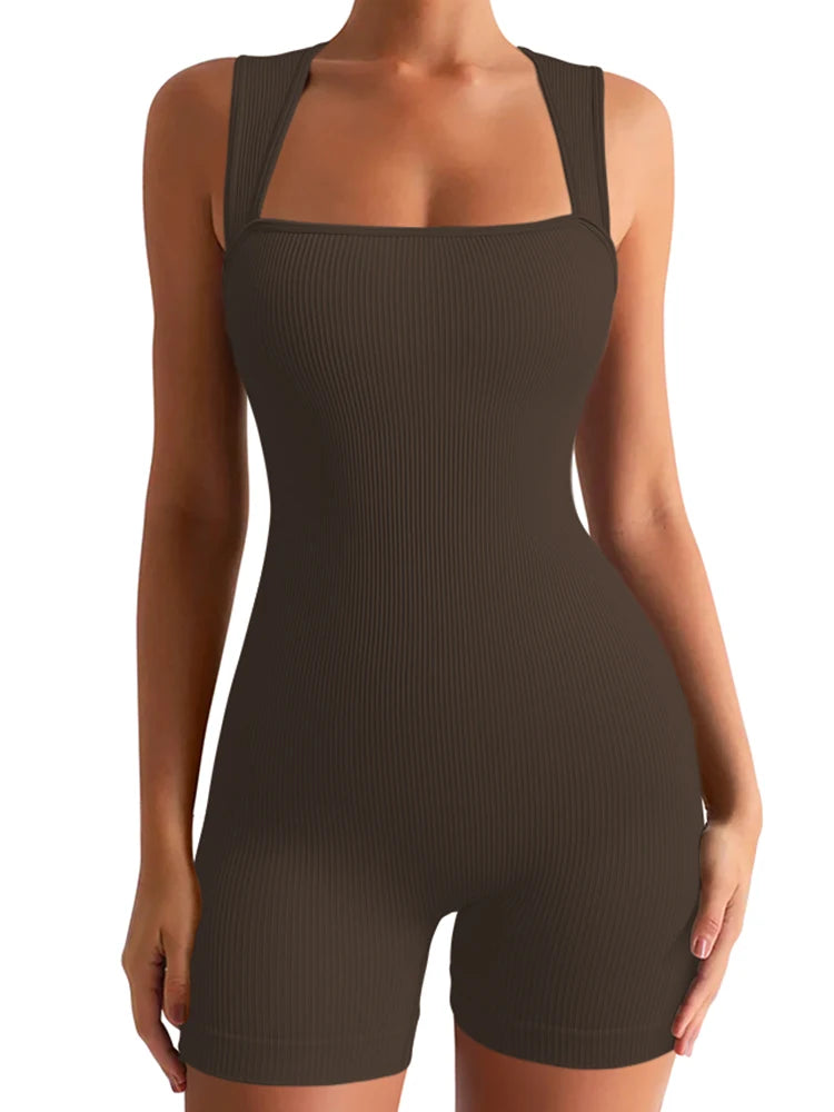 Women's Backless Sleeveless Bodycon Streetwear Romper Playsuit One Piece Fashion Fitness Yoga Quick Drying Breathable Jumpsuits