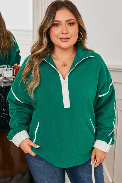 Ava Contrast Trim Fleece Plus Sweatshirt