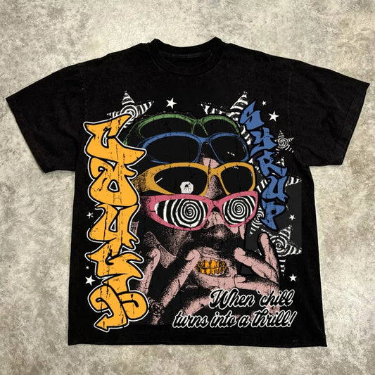 Graphic T-shirt Men Women Vintage Top Hip Hop Streetwear Oversized Tshirt Short Sleeve Casual Clothing Summer Fashion Trendy Tee