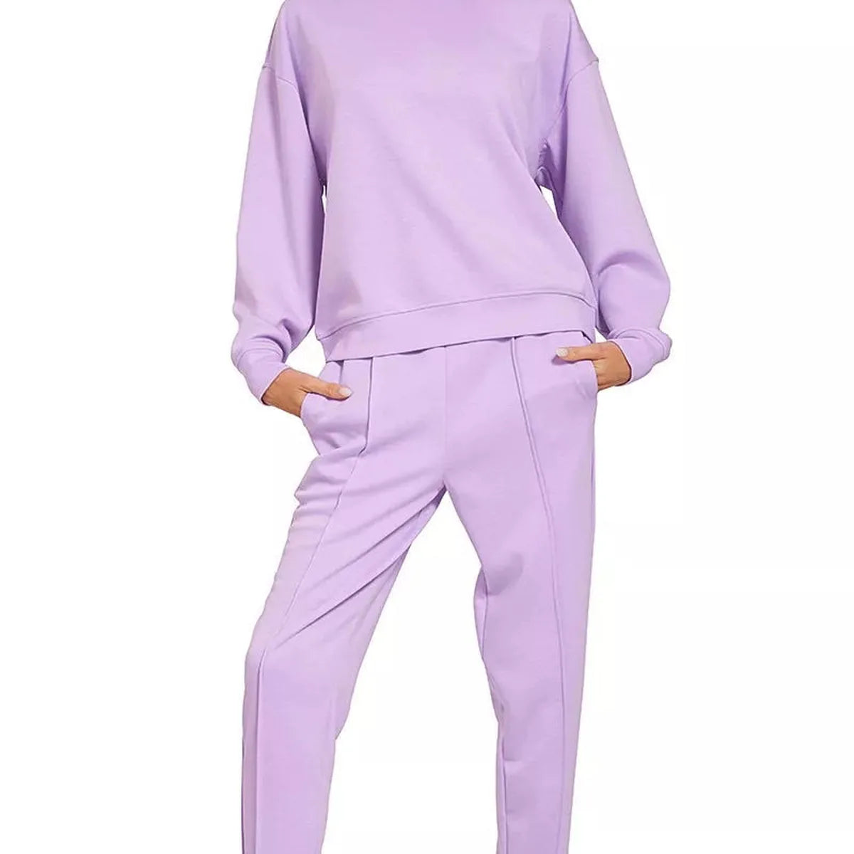 Scuba Mock Neck Sweatshirt and Joggers Set in LILAC