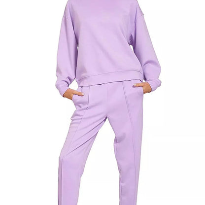 Scuba Mock Neck Sweatshirt and Joggers Set in LILAC